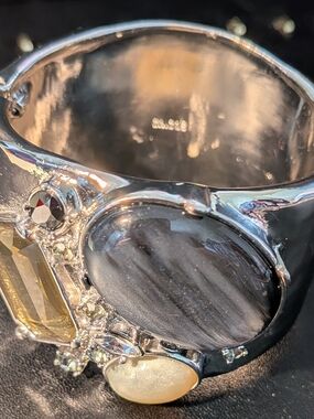 Chico's Silver-Tone Logo Accent Bracelet 2 Inches Wide